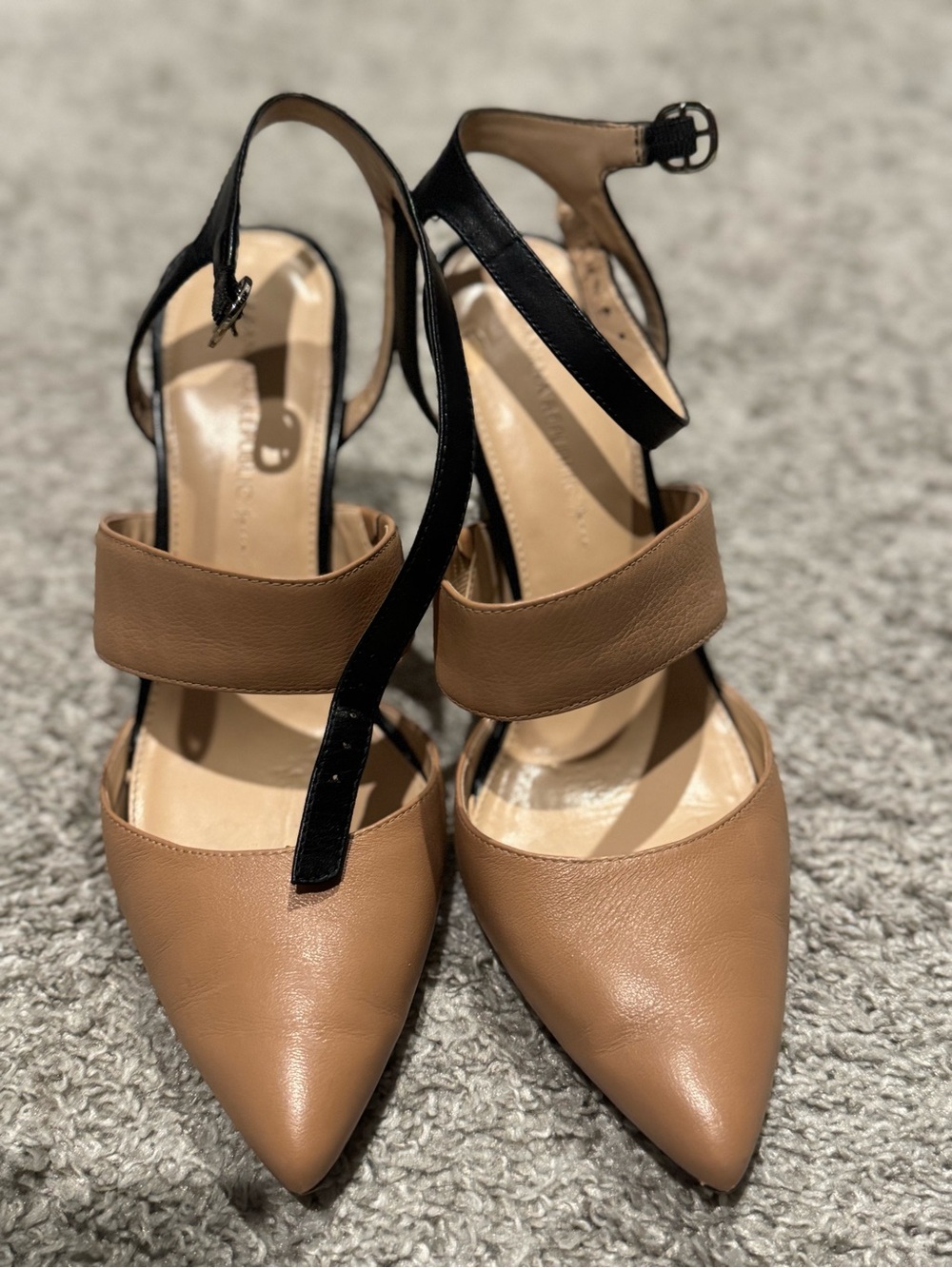 Banana Republic Two-Tone Pointed Toe Ankle-Strap Pumps - Tan & Black
